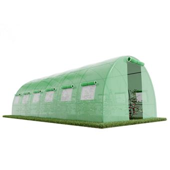 EUROSPEN Serre de Jardin Tunnel 18m² - bâche armée - avec fenêtres latérales et porte zipée - 1