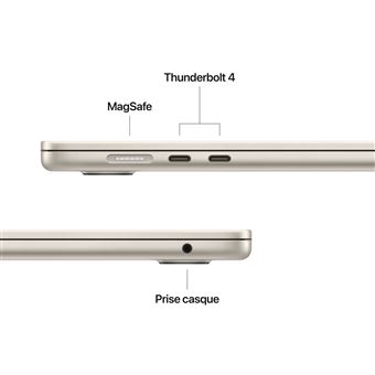 Apple MacBook Air 15'' 256 Go SSD 16 Go RAM Puce M4 CPU 10 cœurs GPU 10 cœurs Lumière Stellaire