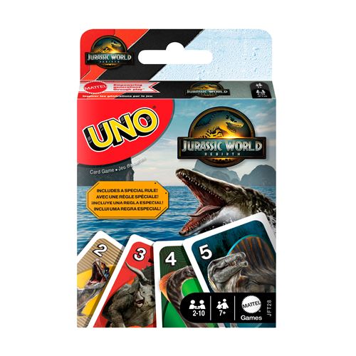 Jeu De Cartes Mattel UNO JW Saga – Inspiré De Jurassic World Pour Toute La Famille - vue 3