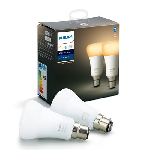 Pack de 2 ampoules Philips Hue White Ambiance B22 Bluetooth 9,5 W Blanc