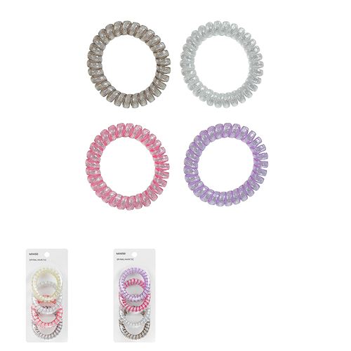 Pack 4 élastiques à cheveux Miniso en spirale Argent