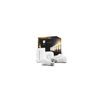 Kit de démarrage Philips Hue White 3 ampoules LED intelligentes E27 9,5 W  lumière blanche chaude + pont Hue + interrupteur