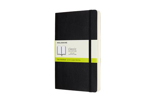 Mlsk Noir Carnet Augmenté Classique Grand Format À Pages Blanches Moleskine Couverture Souple