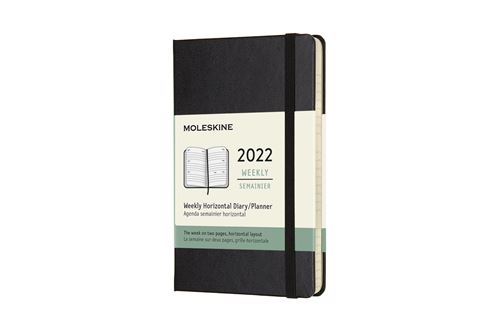 Agenda semainier Moleskine Horizontal Format de poche Couverture rigide 2022 Noir