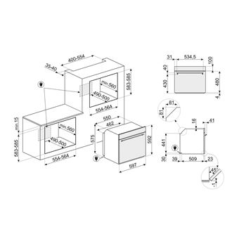 Four ''Classica'' Multifonction (14 dont chaleur tournante, ECO, Levage, decongelation, Mode Shabbat), nettoyage pyrolyse, afficheur LCD 01, porte froide, 1 kit rails telescopiques a sortie partielle, classe A +