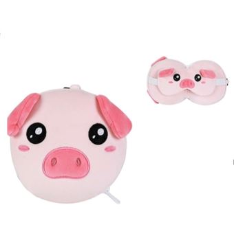 Oreiller de voyage Itotal masque de nuit Cochon Rose