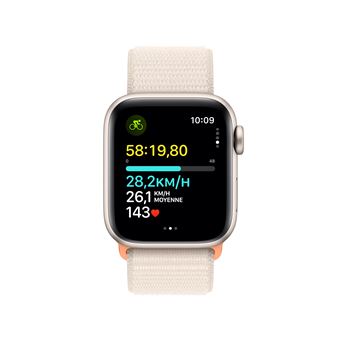 Apple Watch SE GPS + Cellular, boîtier en Aluminium Lumière Stellaire de 40 mm avec boucle sport Lumière Stellaire