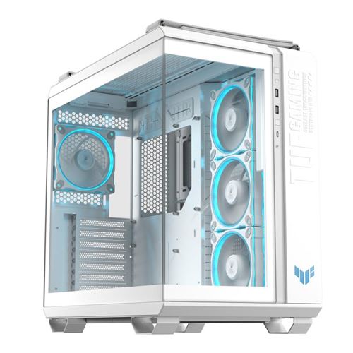 Boitier PC ASUS TUF Gaming GT502 Horizon moyen tour blanc ARGB avec panneau latéral et avant verre trempé