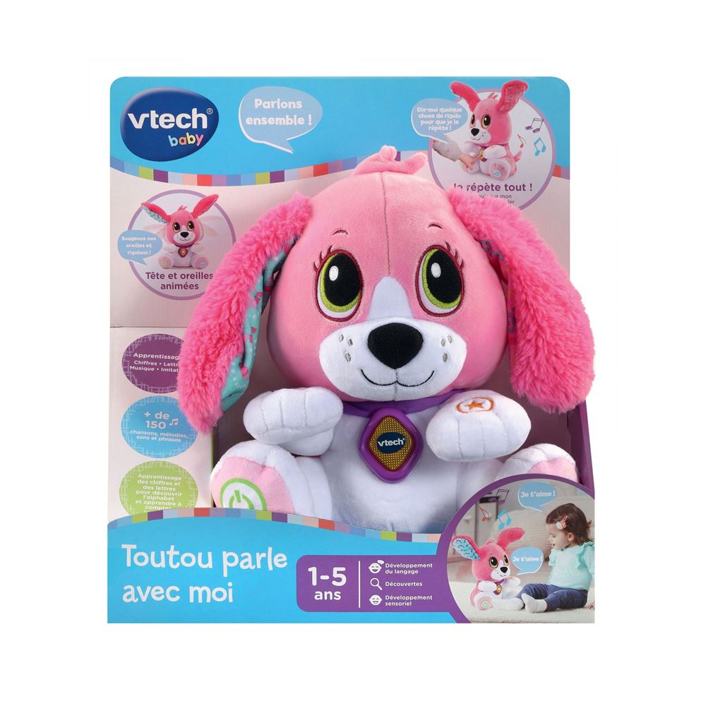 VTech Toutou Parlant - Peluche Interactive Répétante Pour Enfants 1-5 Ans | Apprentissage Langage