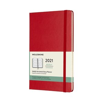 Agenda 2021 semainier Moleskine Horizontal Rigide grand format Rouge