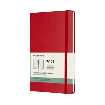 Agenda 2021 semainier Moleskine Horizontal Rigide grand format Rouge