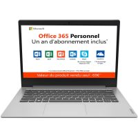 PC Ultra-Portable Lenovo Ideapad Slim 1-14AST-05 14" HD AMD A4-9120e 4 Go RAM 64 Go eMMc Gris platine + Office 365 Personnel 1 an inclus