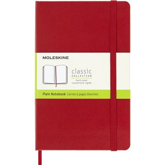 Carnet classique format moyen Moleskine à pages blanches couverture rigide Rouge