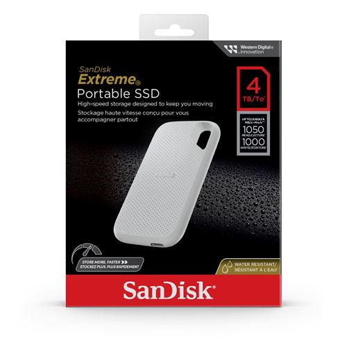 Disque SSD externe SanDisk Extreme 4 To Blanc