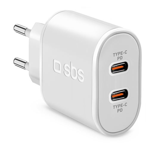 Chargeur secteur rapide Power Delivery 20 W avec deux sorties USB-C- SBS