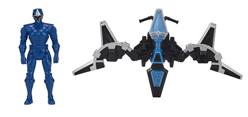Power Rangers Ninja Steel Power Rangers Mega Morph hélicoptère avec 5 pouces Bleu Gamme