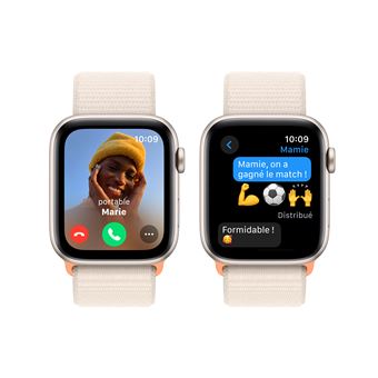 Apple Watch SE GPS, boîtier en Aluminium Lumière Stellaire de 44mm avec boucle sport Lumière Stellaire