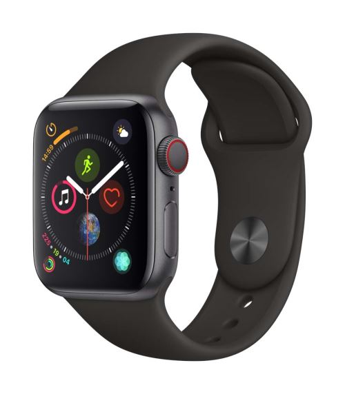 Apple Watch Series 4 Cellular 40 mm Boîtier en Acier inoxydable Noir sidéral avec Bracelet Sport Noi