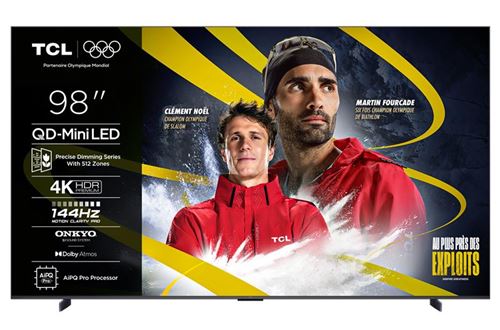 TV QD Mini LED Tcl 98C69K 249 cm 4K UHD 2025 Aluminium brossé - vue 3