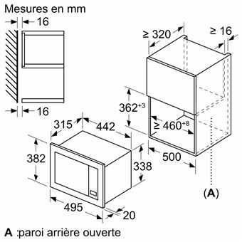 micro-ondes solo 20l 800w encastrable noir - bf523lmb3