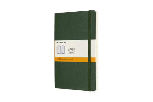 Moleskine Classic Notebook, Soft Cover, Large, Ruled, Myrtle Green, Elastic Closure, none
