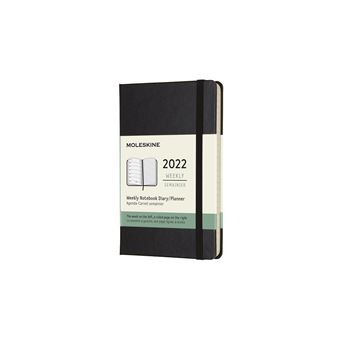 Agenda semainier Moleskine Format de poche Couverture rigide 2022 Noir