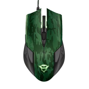 Trust Gaming GXT 781 Rixa - Souris - droitiers et gauchers - optique - 6 boutons - filaire - USB - camouflage gris