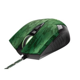 Trust Gaming GXT 781 Rixa - Souris - droitiers et gauchers - optique - 6 boutons - filaire - USB - camouflage gris