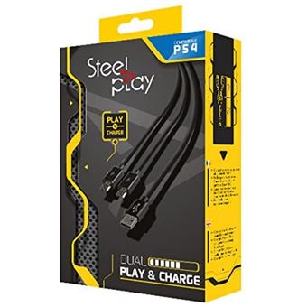 Câble Dual Play & Charge Steelplay pour manette PS4 Noir