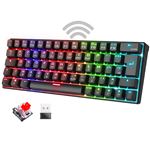 XPERT K200 : Clavier MECANIQUE SANS FIL Triple Mode  RGB  RECHARGEABLE /   TKL 60%  / 64 Touches meca red Switch  / 100% ANTI-GOSTING  / Connexion RF 2,4GHz, + Bluetooth +USB /  Comp Windows10 / Mac OS / iOS / Android