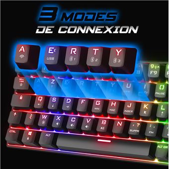 XPERT K200 : Clavier MECANIQUE SANS FIL Triple Mode  RGB  RECHARGEABLE /   TKL 60%  / 64 Touches meca red Switch  / 100% ANTI-GOSTING  / Connexion RF 2,4GHz, + Bluetooth +USB /  Comp Windows10 / Mac OS / iOS / Android