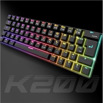 XPERT K200 : Clavier MECANIQUE SANS FIL Triple Mode  RGB  RECHARGEABLE /   TKL 60%  / 64 Touches meca red Switch  / 100% ANTI-GOSTING  / Connexion RF 2,4GHz, + Bluetooth +USB /  Comp Windows10 / Mac OS / iOS / Android