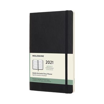 Agenda 2021 semainier Moleskine Horizontal Souple grand format Noir