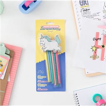 Set 6 crayons avec gomme Licorne Mr. Wonderful