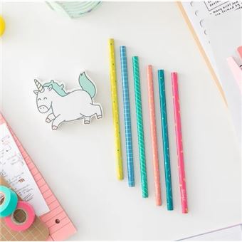 Set 6 crayons avec gomme Licorne Mr. Wonderful