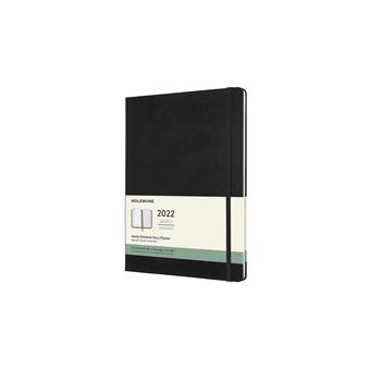 Agenda semainier Moleskine Très grand format Couverture rigide 2022 Noir