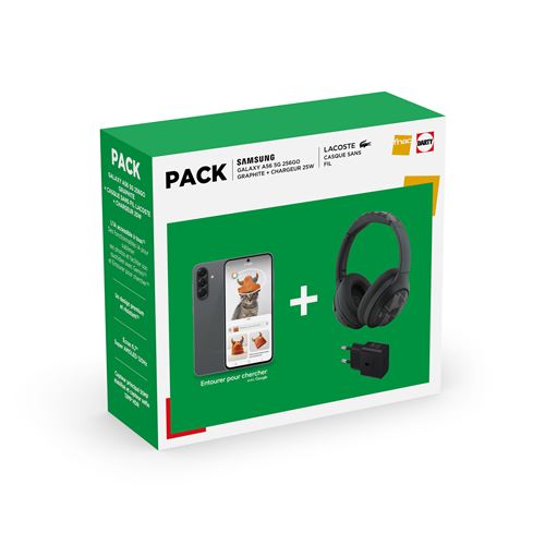 Pack Smartphone Samsung Galaxy A56 6 7 5G Nano SIM + Casque bluetooth Lacoste The blend + Chargeur