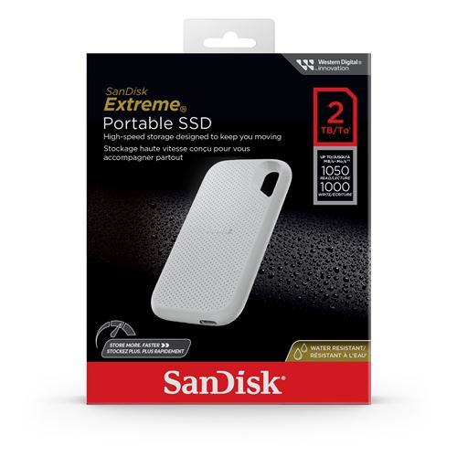 Disque SSD externe SanDisk Extreme 2 To Blanc