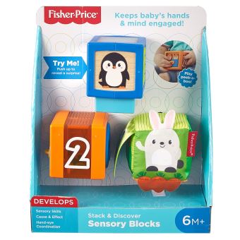 Fisher-Price blocs Stapel & Ontdekorange/bleu/vert en 3 parties