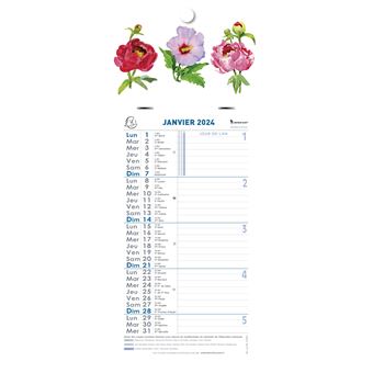 Calendrier mensuel Exacompta 16 x 33 cm Support Fleurs 2024