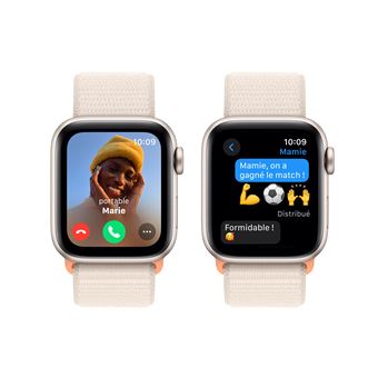 Apple Watch SE GPS, boîtier en Aluminium Lumière Stellaire de 40 mm avec boucle sport Lumière Stellaire