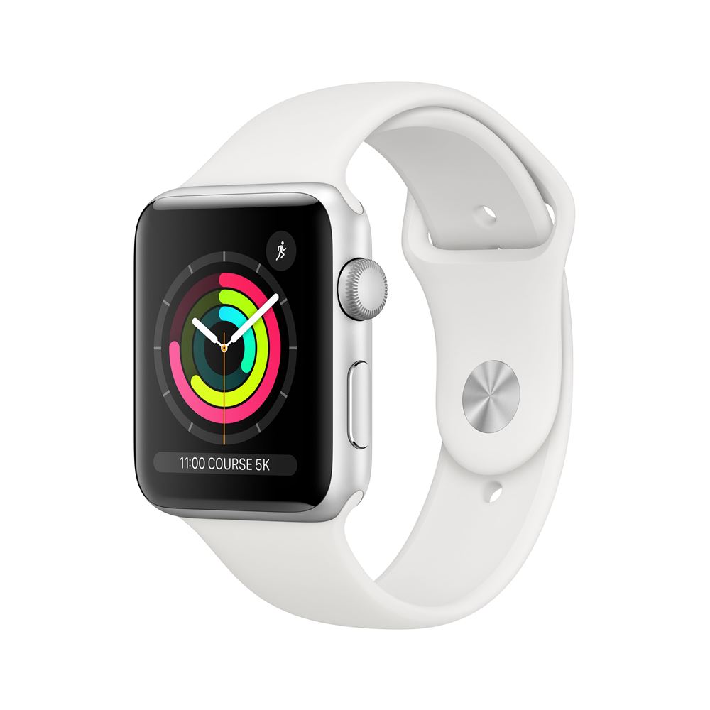 Apple Watch Series 3 42mm kast Aluminium Silver + White Sportband - Fnac.be  - Apple Watch