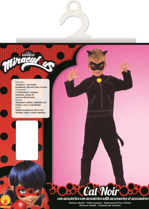 Costume classique Miraculous Ladybug Chat Noir 7/8 ans - Déguisement enfant