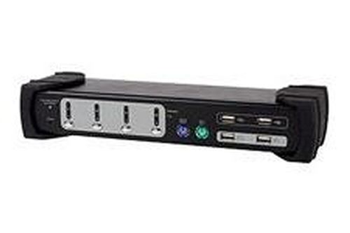 Equip Dual Monitor 4-Port Kombo KVM Switch - Commutateur écran-clavier-souris/audio/USB - 4 x KVM port(s) - 1 utilisateur local - de bureau
