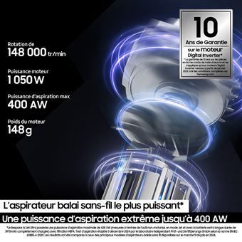 Aspirateur balai Samsung Bespoke AI jet Ultra VS90F40EEK 1050 W Noir