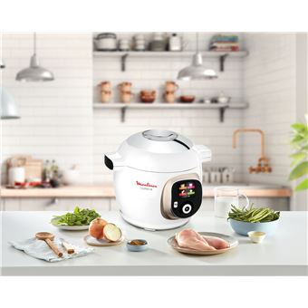 Mijoteur Moulinex Cookéo+ YY4886FB avec couvercle Extra Crisp Livre recettes et Moule Blanc Silver