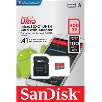 Carte Mémoire SanDisk Ultra MicroSDXC 400 Go 100Mo/seconde UHS-I avec adaptateur SD - 1