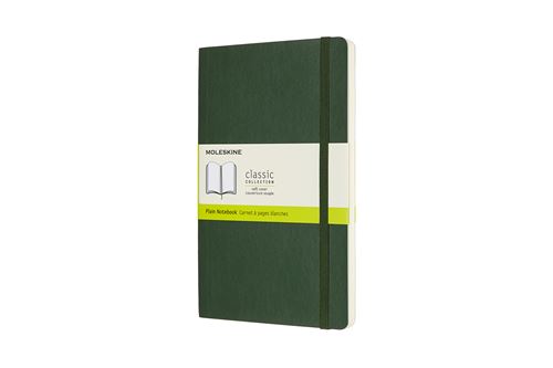 Carnet classique grand format Moleskine à pages blanches couverture souple Vert
