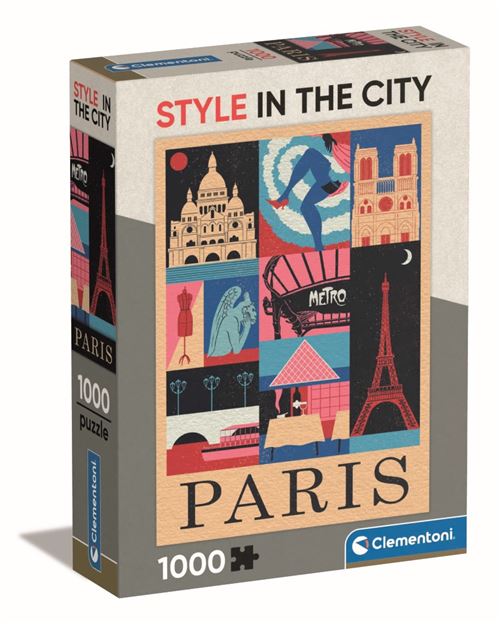 Puzzle 1000 pièces Compact : Style in the City Paris Clementoni Puzzles