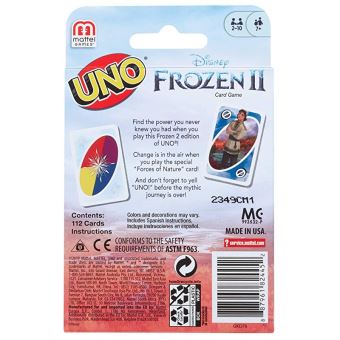 Jeu de cartes Mattel Uno Disney La Reine des Neiges 2